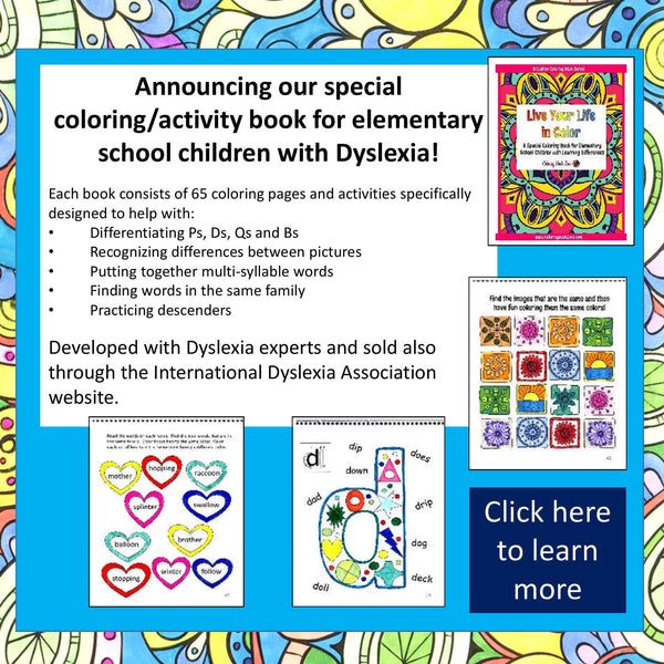 Know someone with Dyslexia? New Coloring Book Therapy Available!